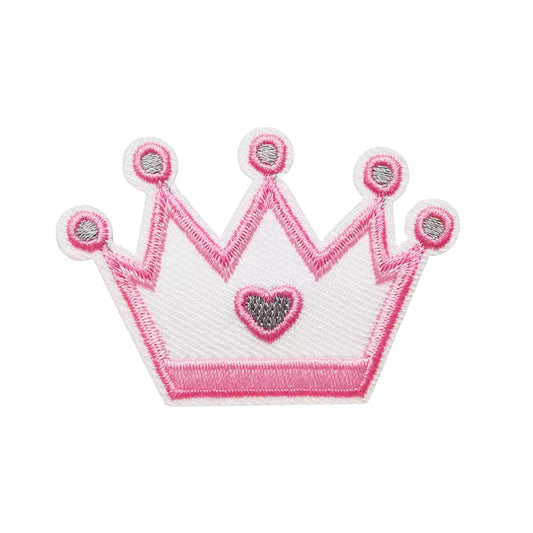 Pink Crown Embroidered Iron On Patch for Kids Clothing & Accessories