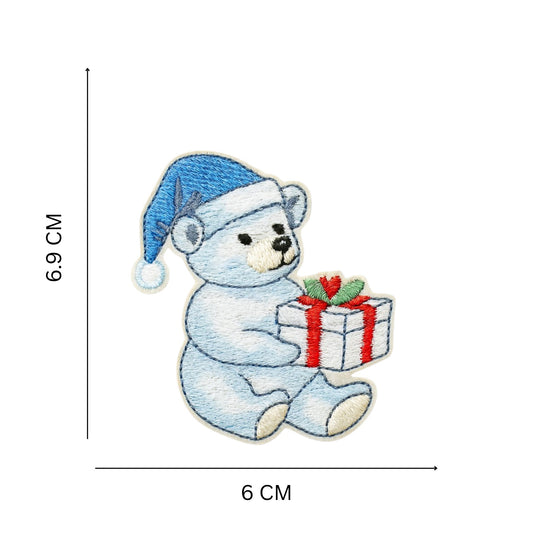 Polar Bear Christmas Embroidered Iron On Patch for Holiday Clothing and Accessories