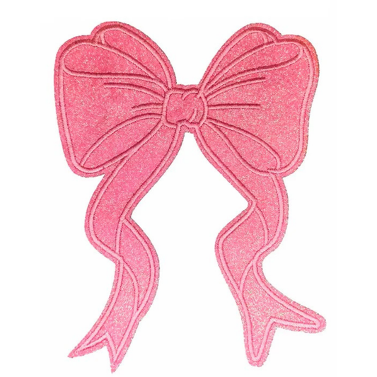 Iron-On/Sew-On Appliqué Glitter Bow Patch 15.3 cm in height and 12 cm in length