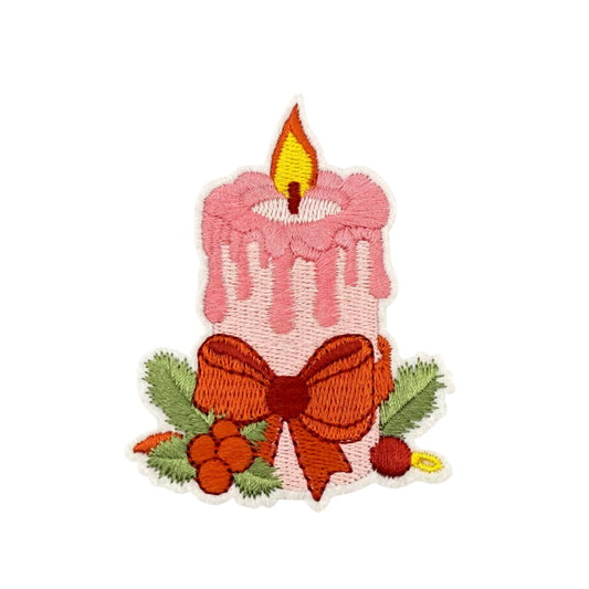 Festive Pink Candle Patch for Christmas Crafts and Accessories