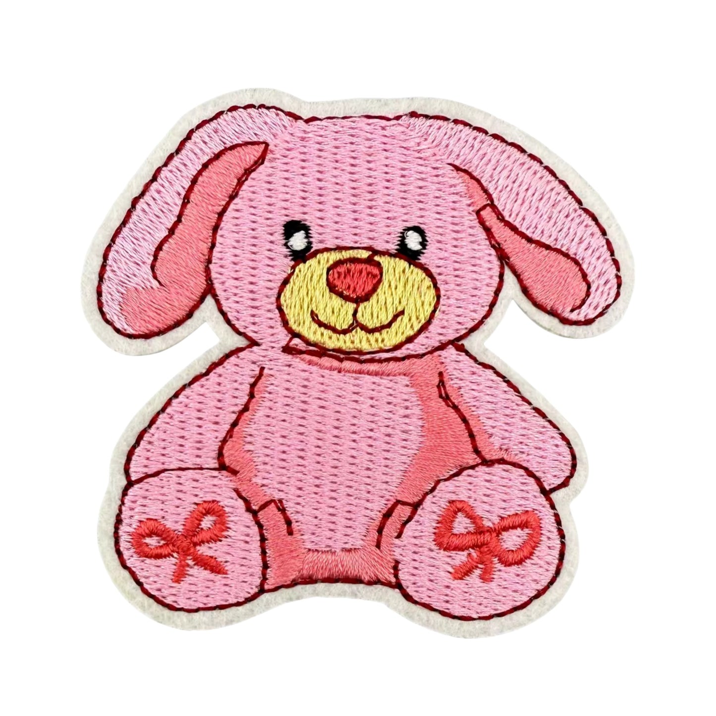 Pink Teddy Bear Embroidered Iron On Patch for Kids Clothing Bags and Accessories