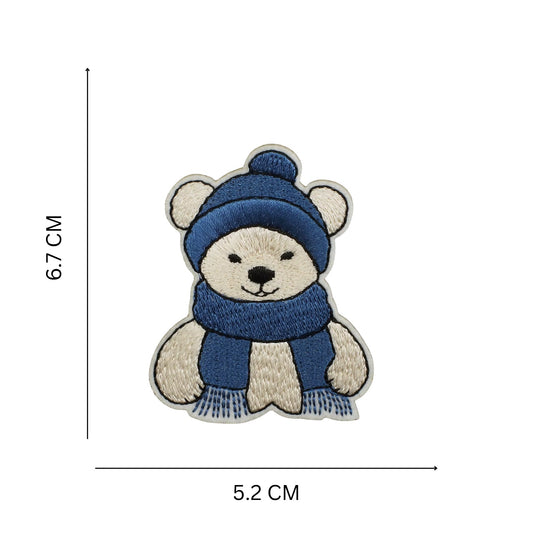 Winter Bear Embroidered Iron On Patch for Christmas Clothing and Accessories