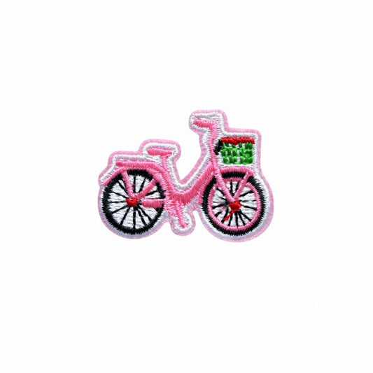 Mini Pink Bicycle Embroidered Iron On Patch