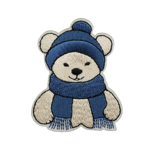 Winter Bear Embroidered Iron On Patch for Christmas Clothing and Accessories