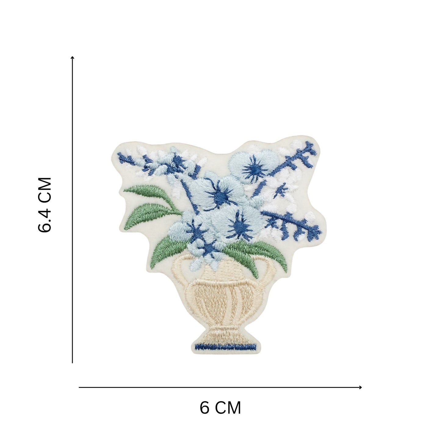 Vintage Style Elegant Flower Vase Iron On Patch for Bags Apparel and Handmade Projects
