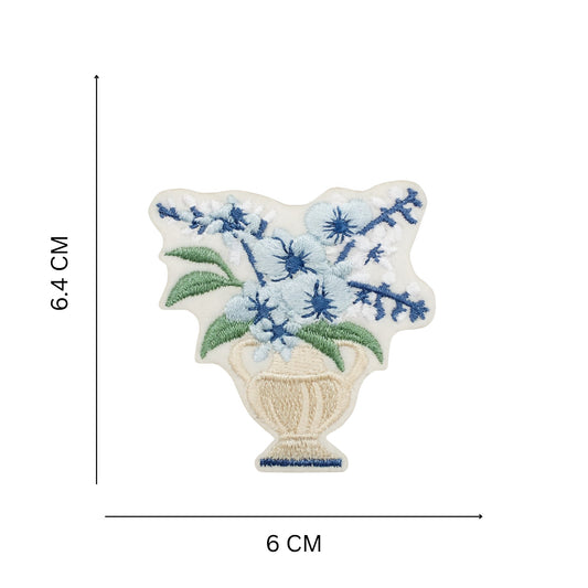Vintage Style Elegant Flower Vase Iron On Patch for Bags Apparel and Handmade Projects