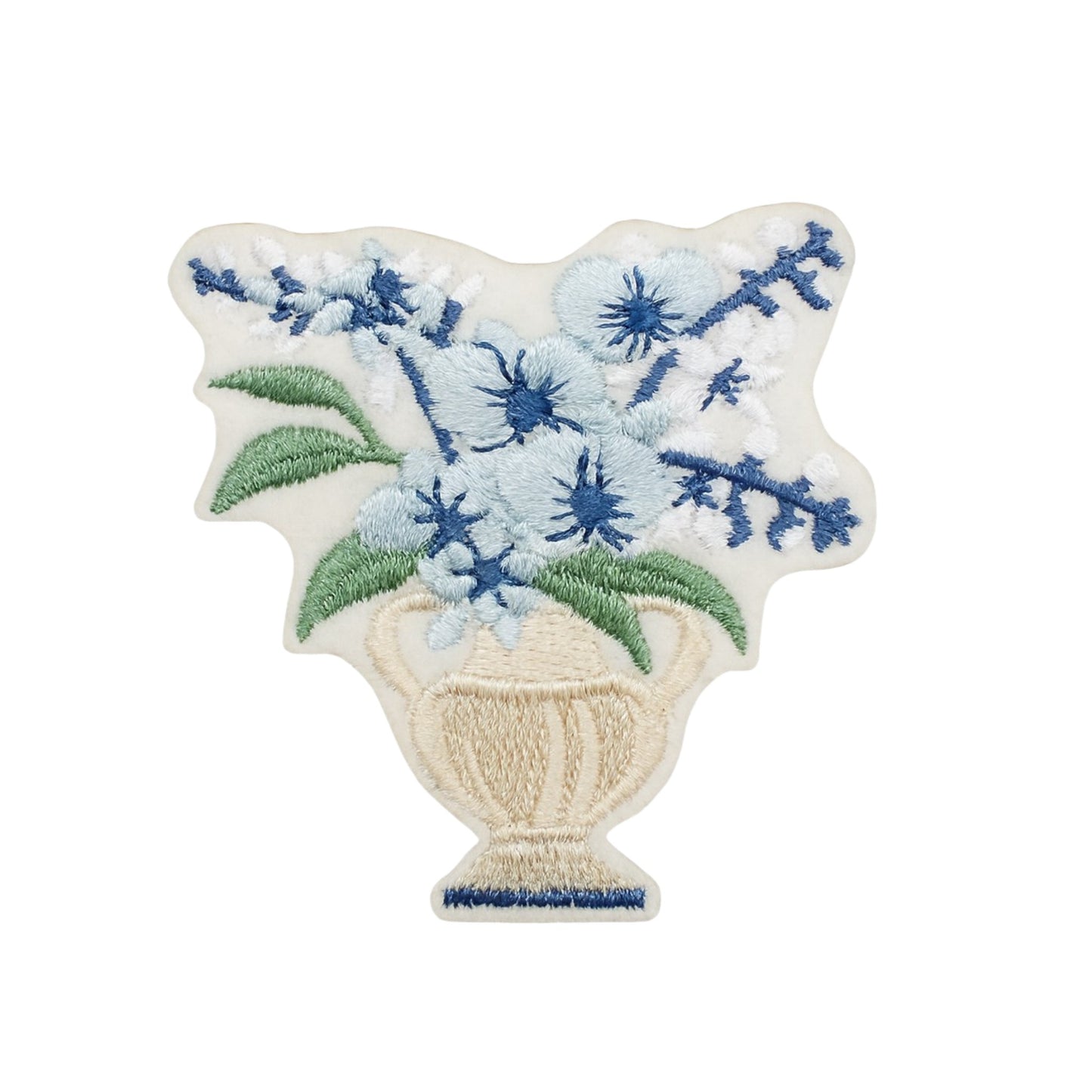 Vintage Style Elegant Flower Vase Iron On Patch for Bags Apparel and Handmade Projects