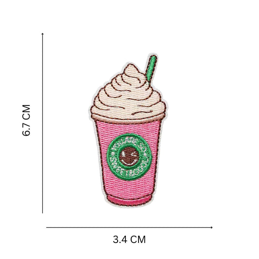Whipped Frappe Drink Embroidered Iron On Patch Clothing, Bags and Accessories