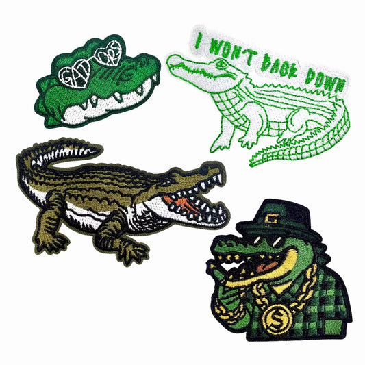 Crocodile/Gator Embroidered  Iron-On Patch Set