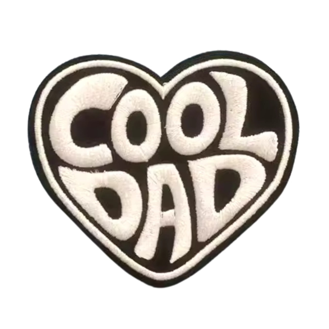 ''Super Mom'' and ''Cool Dad'' Iron On Patch Embroidered Heart Design for Apparel and Accessories