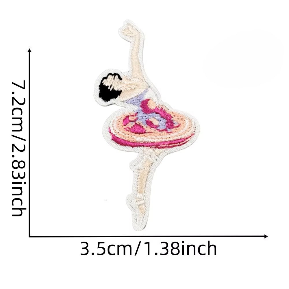 Self-Sticker/Iron-On Embroidered Ballet Patch – Elegant Dance Design for Clothes, Bags & DIY Decoration