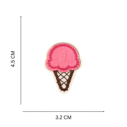 Pink Ice Cream Mini Iron On Patch for Bags, Clothes & Accessories