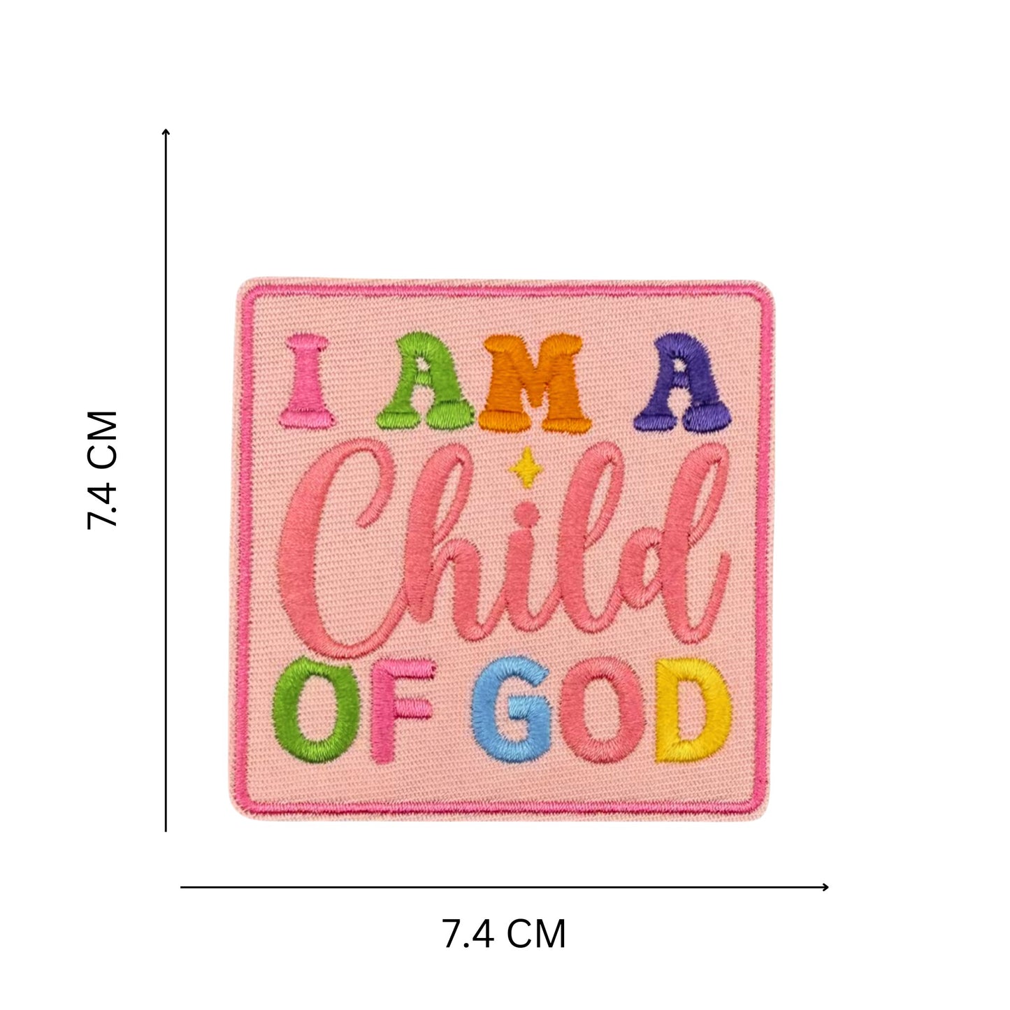 ''I Am A Child Of God'' Embroidered Iron On Patch Pastel Rainbow Design