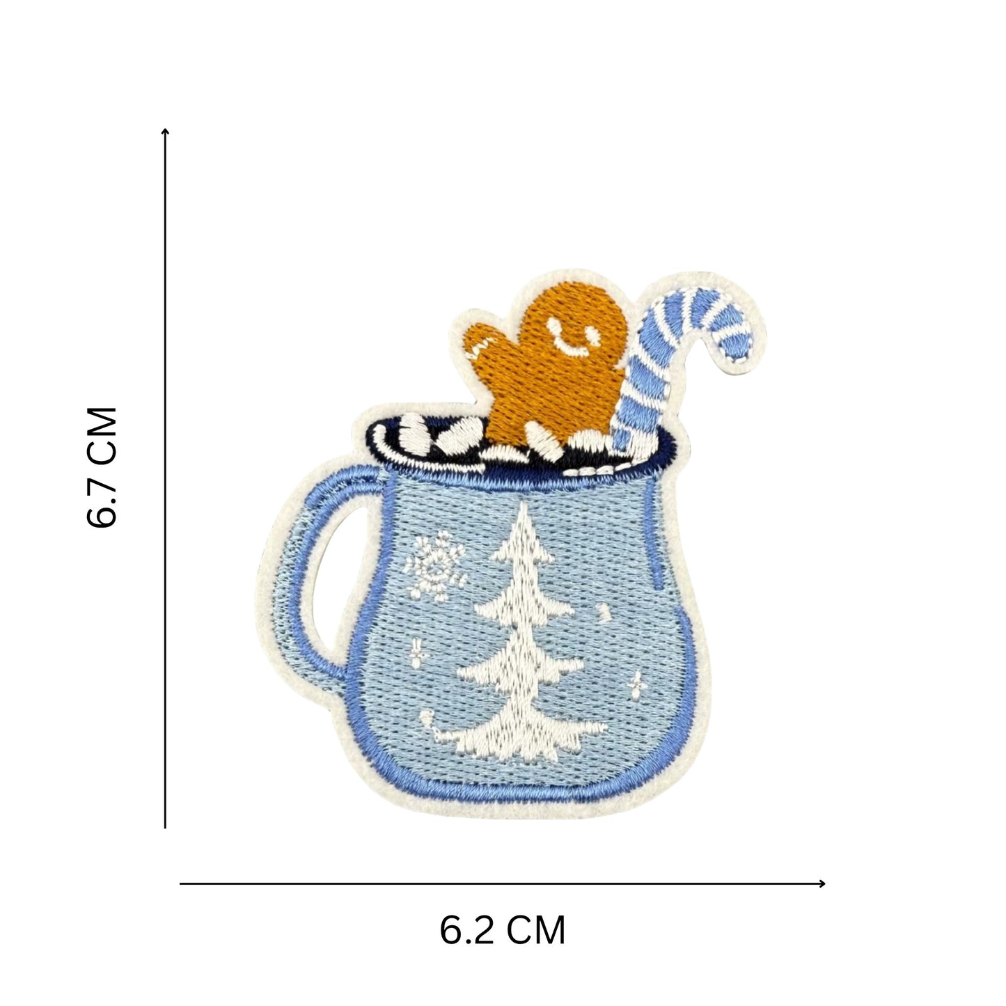 Hot Cocoa Mug Embroidered Patch – Festive Iron-On or Sew-On Christmas Patch for Clothes & Gifts