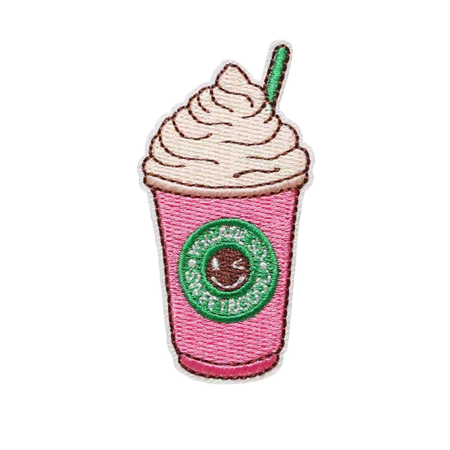 Whipped Frappe Drink Embroidered Iron On Patch Clothing, Bags and Accessories
