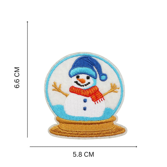 Holiday Snowman Globe Iron On and Sew On Patch for Apparel and Accessories