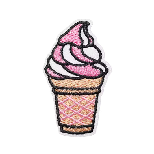 Ice Cream Cone Embroidered Iron On Patch for Clothing, Jackets Bags and Accessories