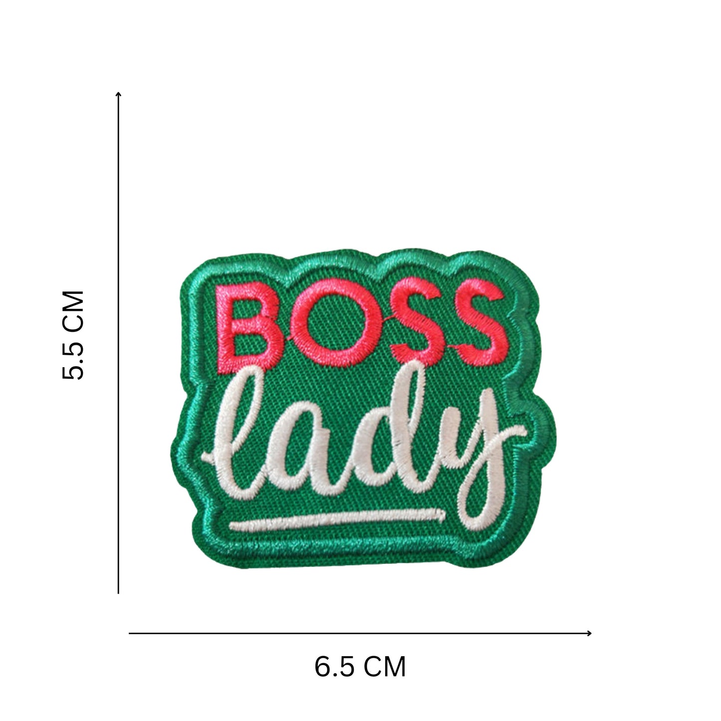 ''Boss Lady'' Embroidered Iron On Patch for Clothing Jackets Bags and Accessories