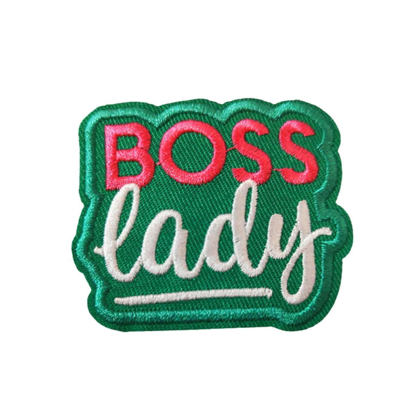 ''Boss Lady'' Embroidered Iron On Patch for Clothing Jackets Bags and Accessories