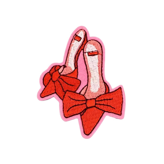 Chic Pointed Toe Heels Embroidered Iron On Patch - Bright Red