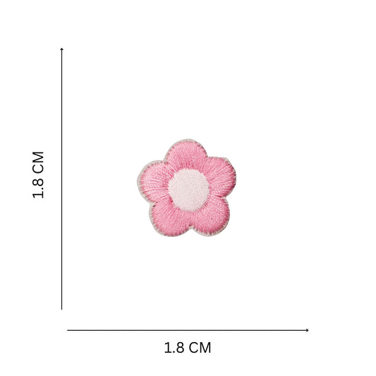 Mini Pink Flower Embroidered Iron On Patch for Bags, Clothes & DIY