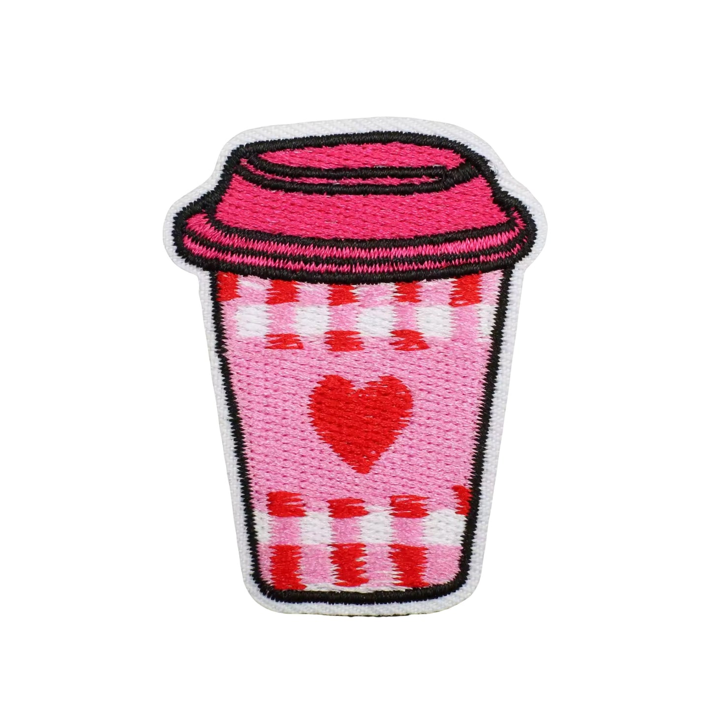 Love Coffee Cup Heart Embroidered Iron On Patch