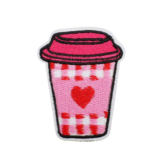 Love Coffee Cup Heart Embroidered Iron On Patch