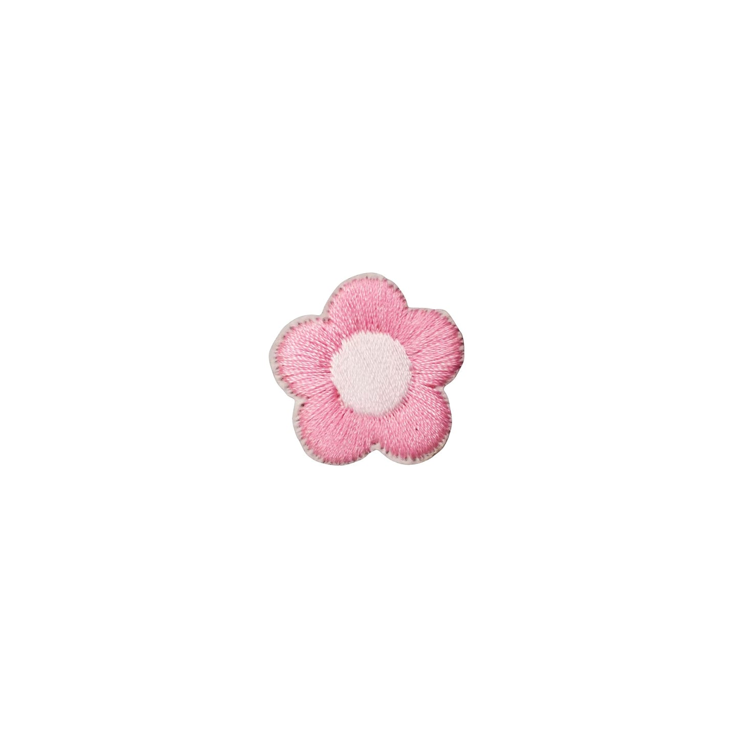 Mini Pink Flower Embroidered Iron On Patch for Bags, Clothes & DIY