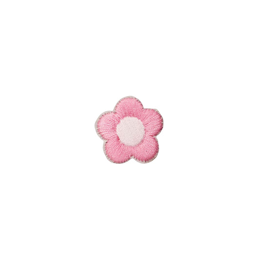 Mini Pink Flower Embroidered Iron On Patch for Bags, Clothes & DIY