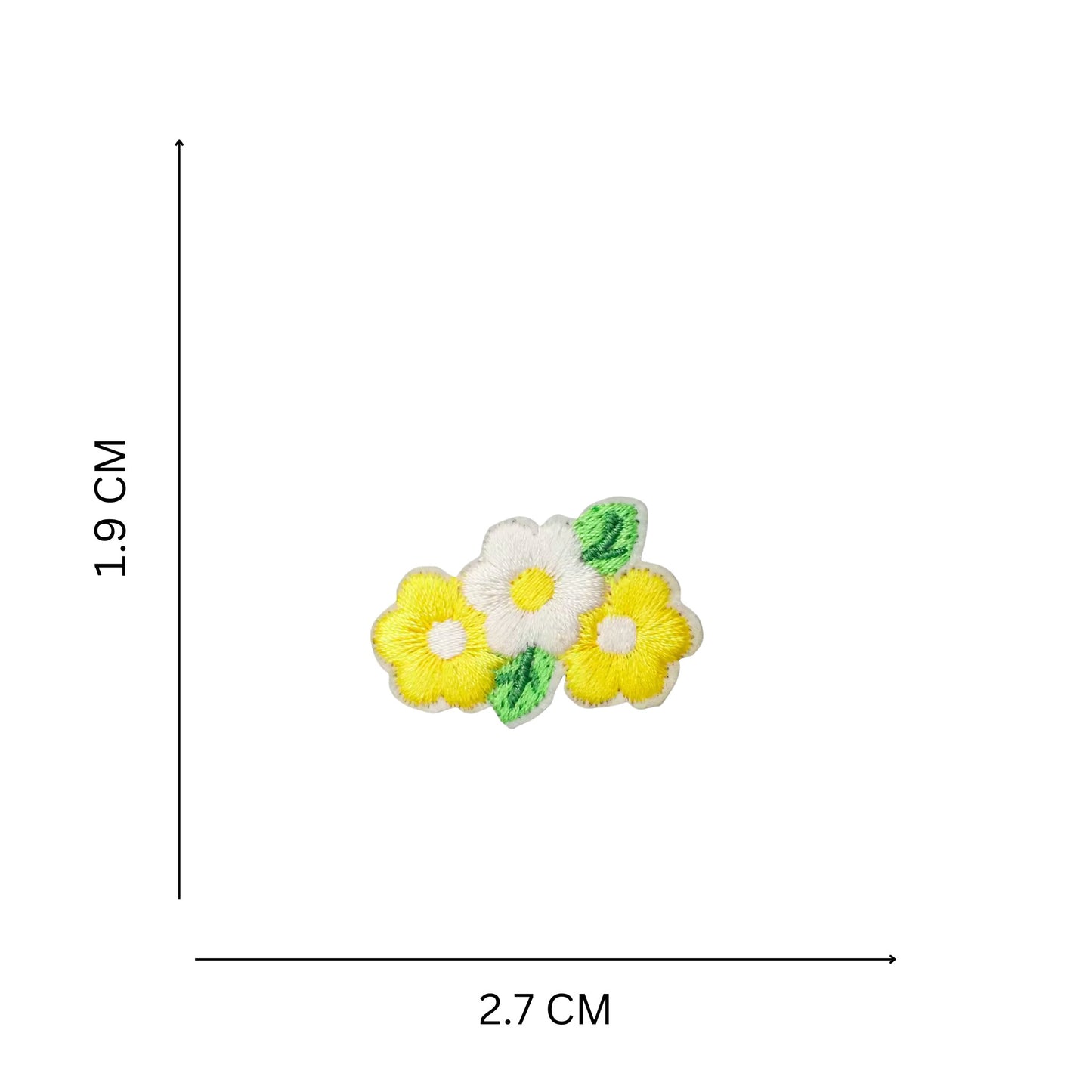 Mini Floral Embroidered Iron On Patch, Yellow White Flower for Bags Jackets & DIY Customization