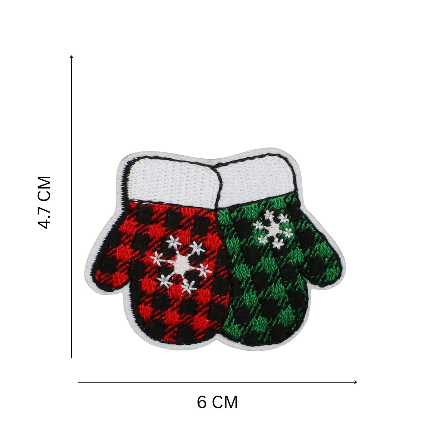 Christmas Iron-On Patches – Red & Green Plaid Embroidered Festive Designs