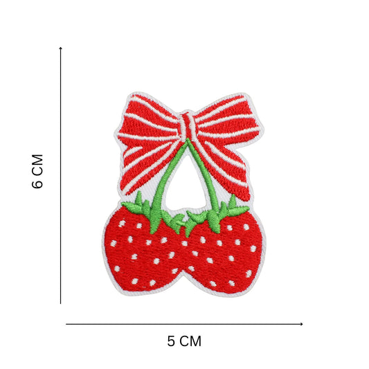 Cute Strawberry Bow Embroidery Iron On Patch for Bags and Accessories