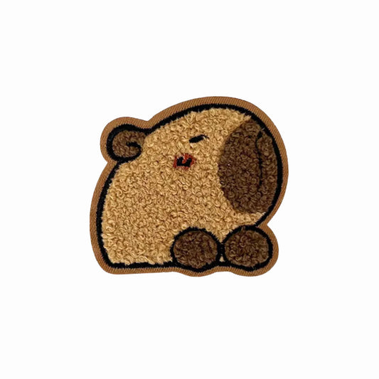 Capybara Cuddle Textured Embroidered Iron On Patch