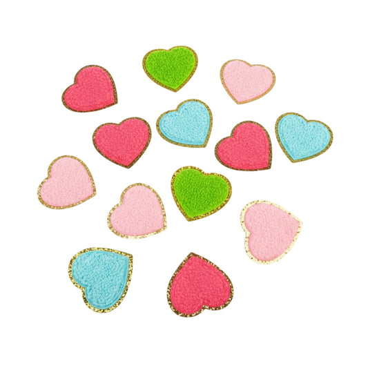 Chenille Furry Heart Iron On Patches for Craft and Clothing Embellishment Appliques