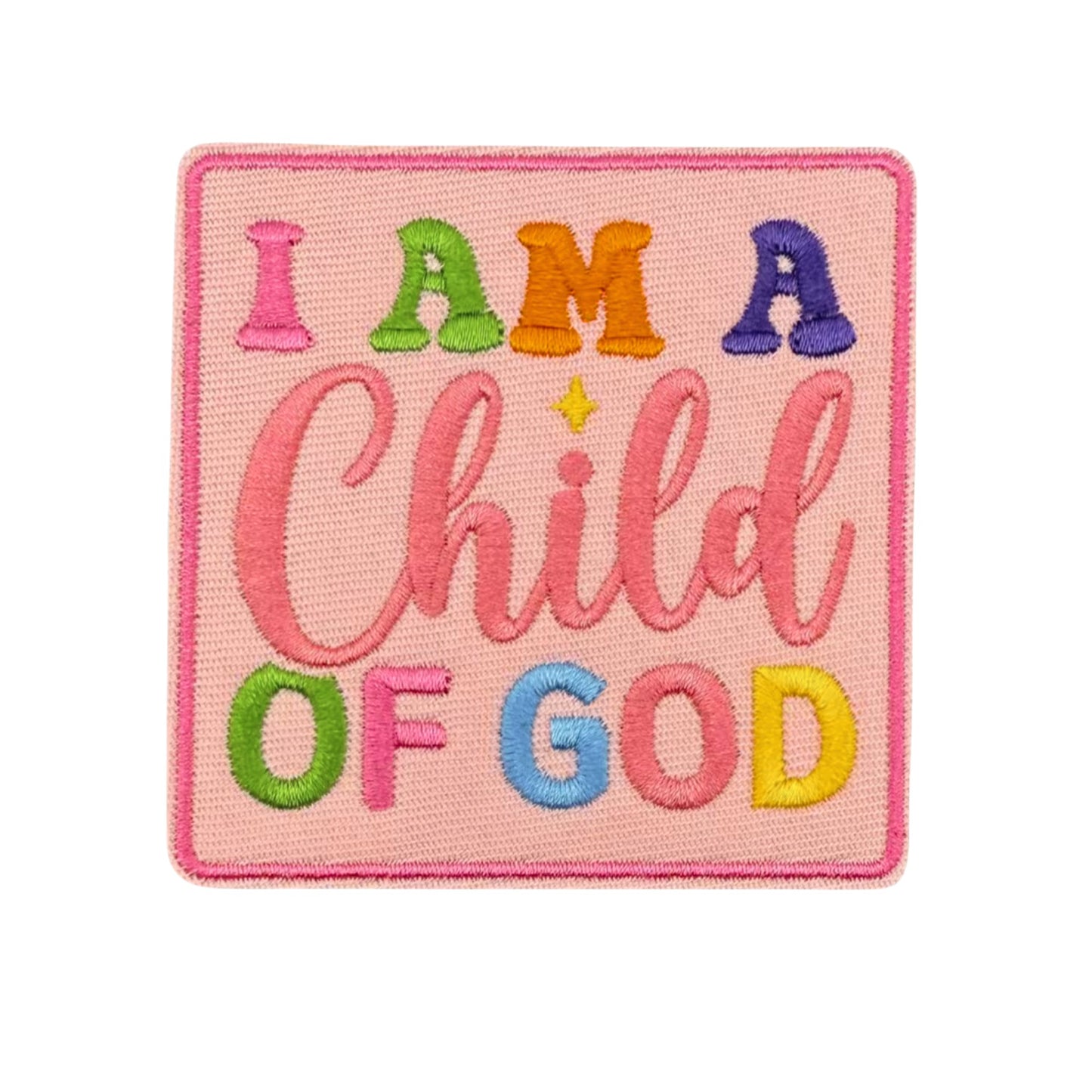 ''I Am A Child Of God'' Embroidered Iron On Patch Pastel Rainbow Design