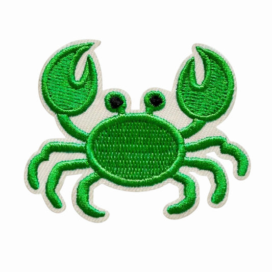 Green Crab Embroidered Iron On Patch