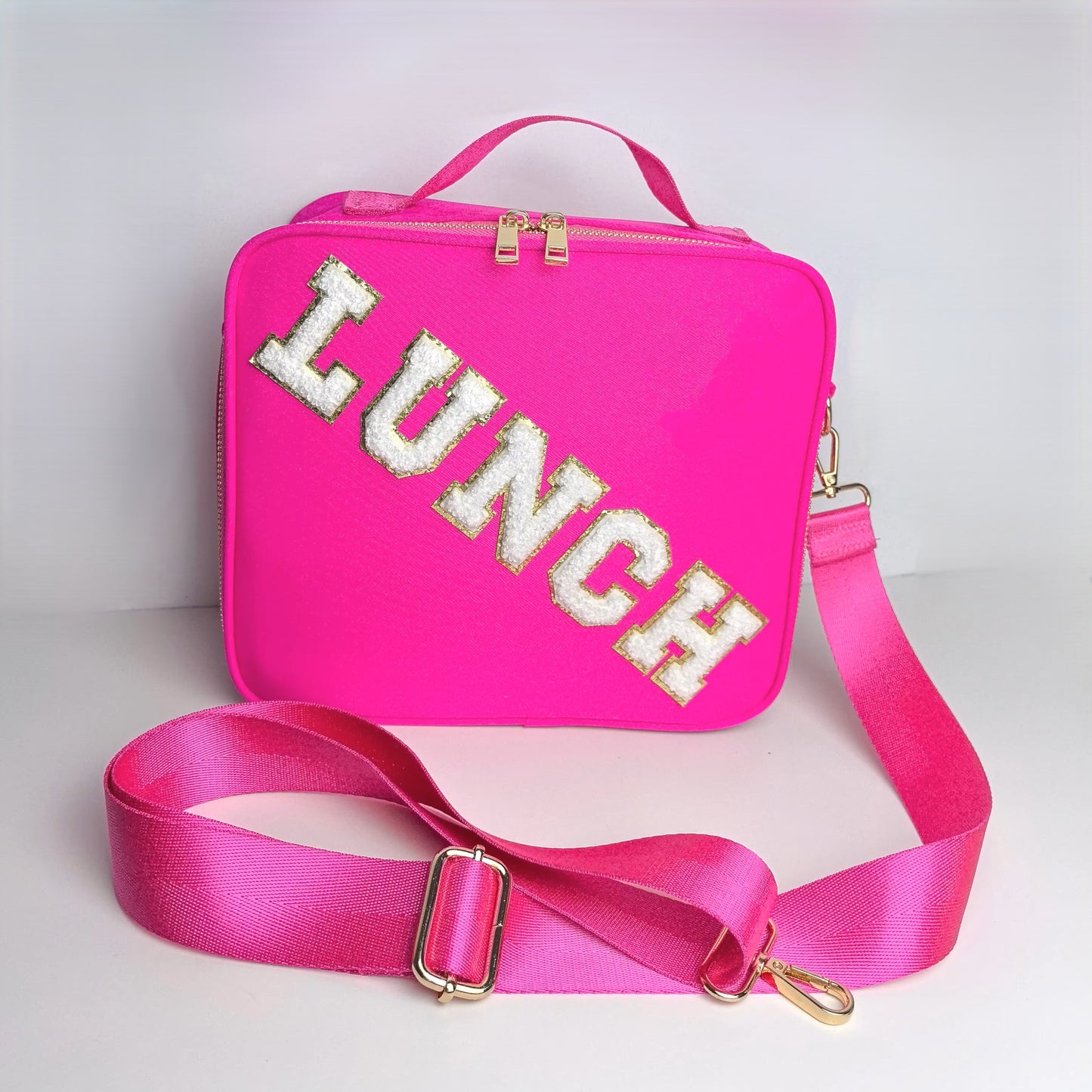 Kids’ Insulated Nylon Lunch Bag – Customizable with Patches & Fun Details ''Hot Pink''