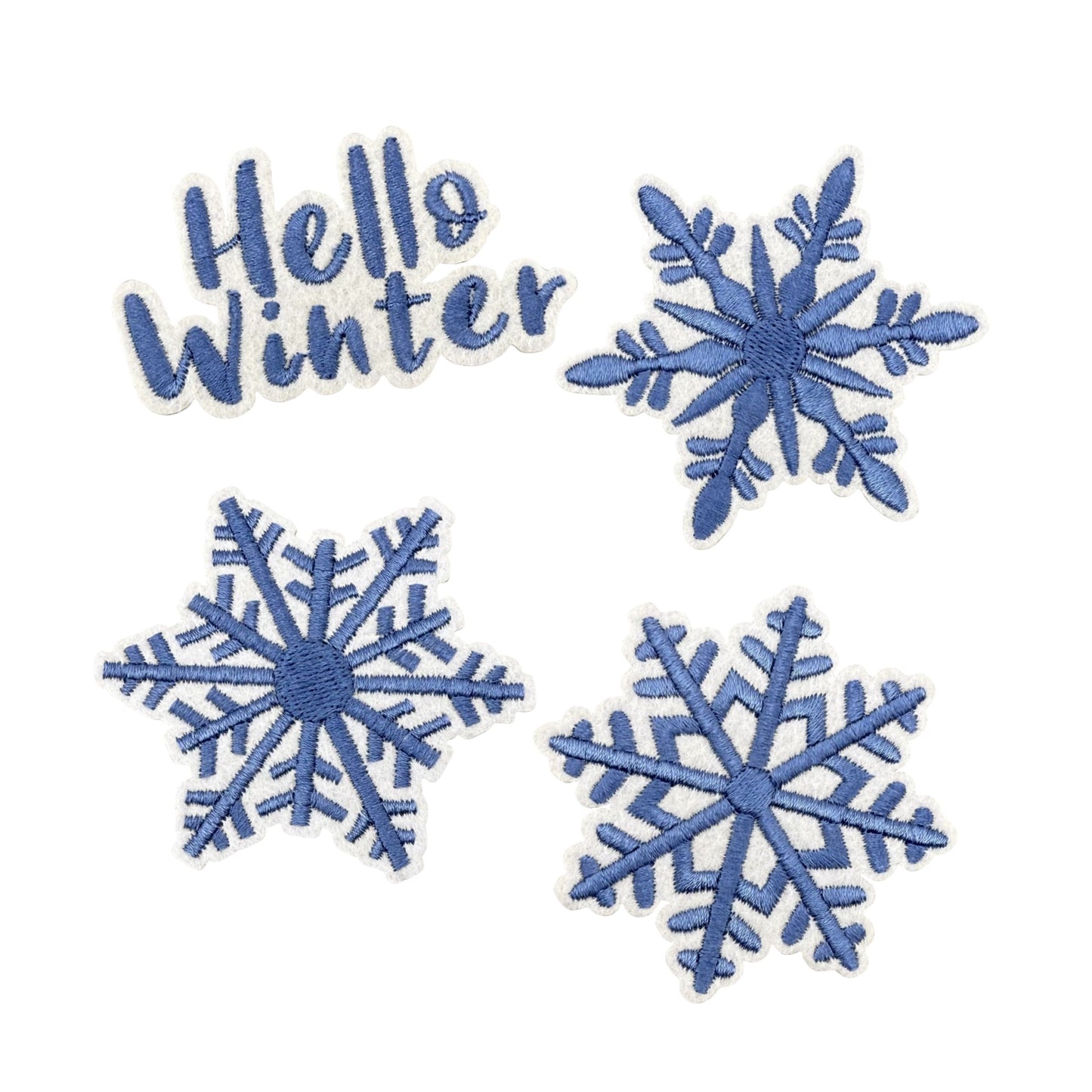 Hello Winter Snowflake Patch Set of 4 Iron On/ Sew On for Clothing and Accessories