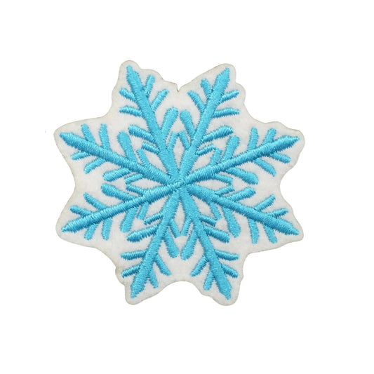 Icy Blue Snowflake Embroidered Patch for Christmas Clothing and Accessories