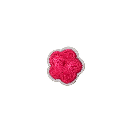Mini Bright Pink Flower Embroidered Iron On Patch for Bags, Clothes & DIY