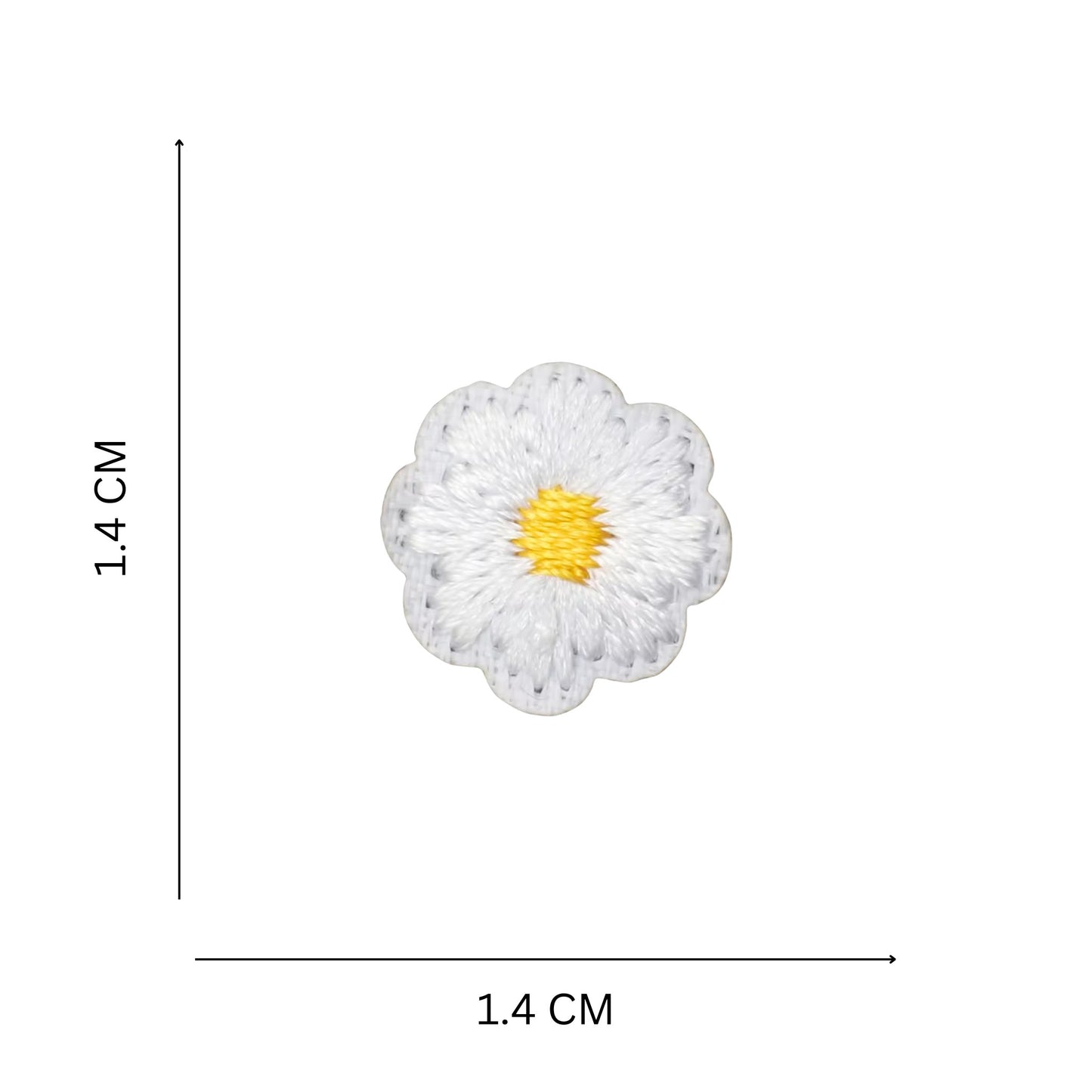 Mini White Flower Embroidered Iron On Patch for Bags, Clothes & DIY