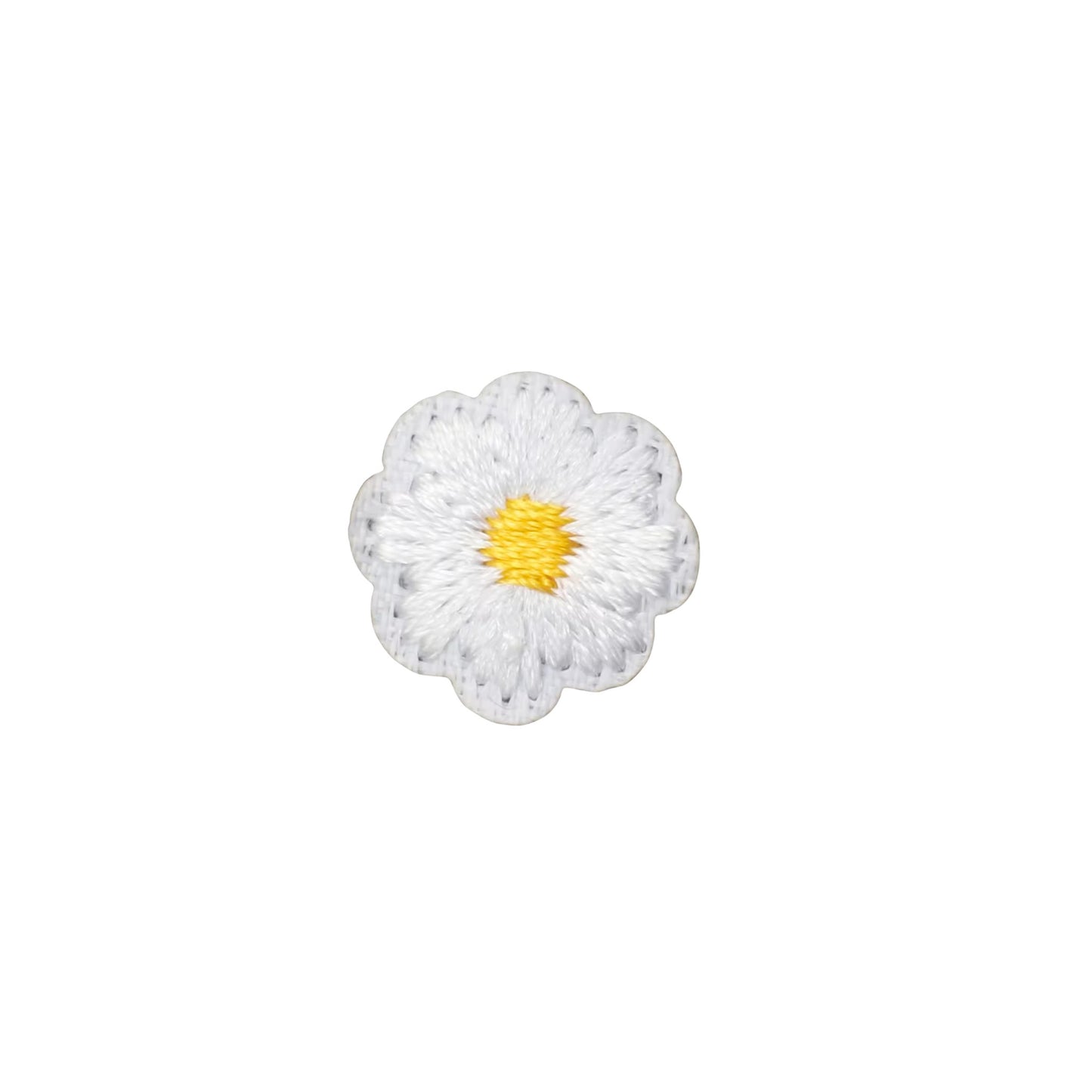 Mini White Flower Embroidered Iron On Patch for Bags, Clothes & DIY