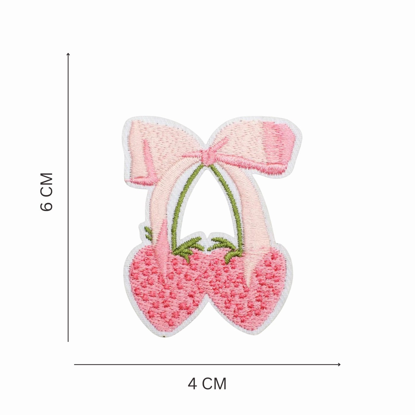 Strawberry Bow Embroidered Iron On Patch