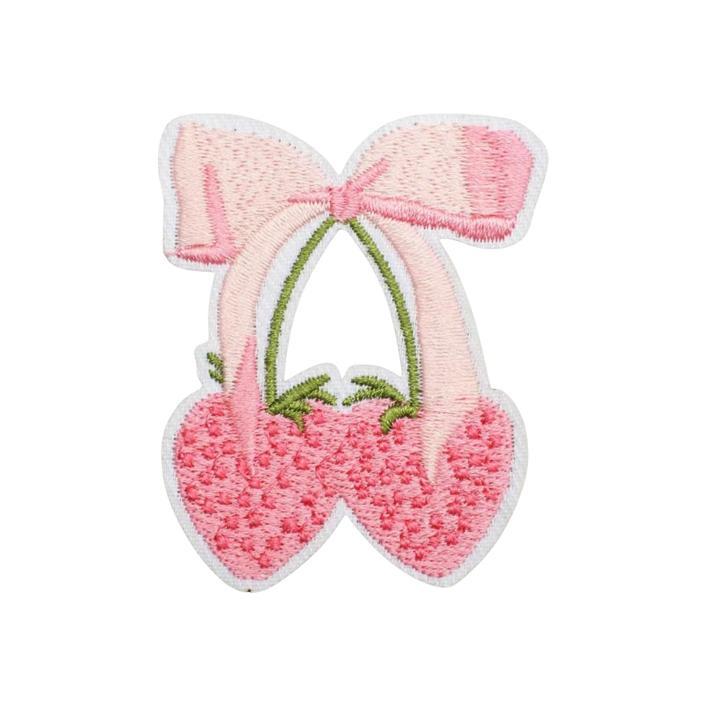 Strawberry Bow Embroidered Iron On Patch