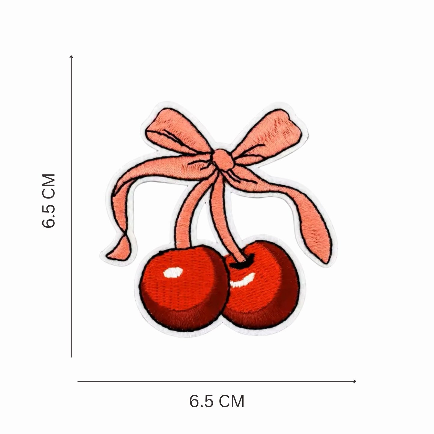Cherry Bow Embroidered Iron On Patch