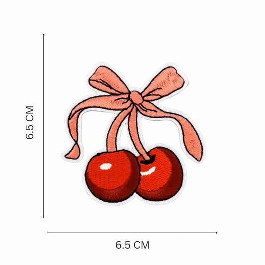 Cherry Bow Embroidered Iron On Patch
