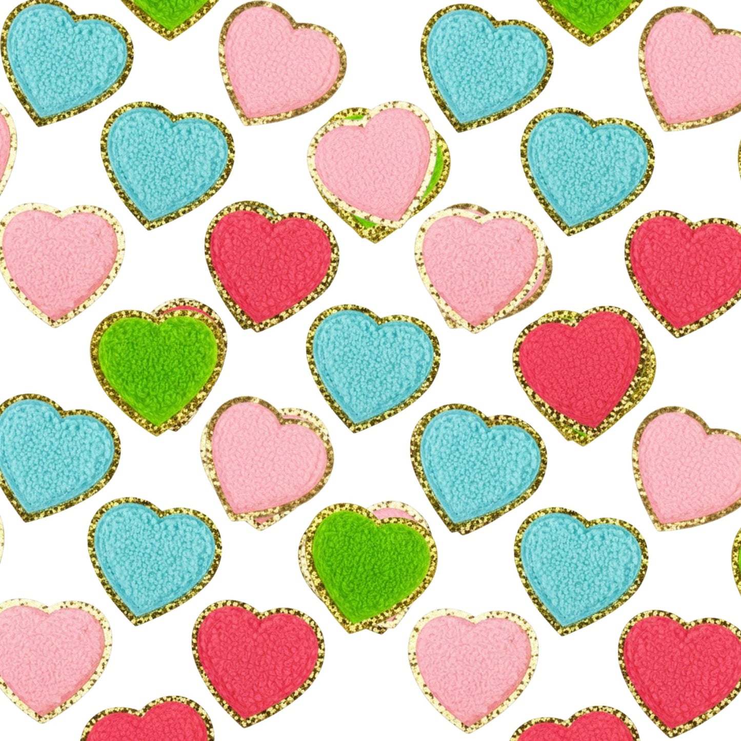 Chenille Furry Heart Iron On Patches