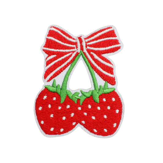 Cute Strawberry Bow Embroidery Iron On Patch for Bags and Accessories