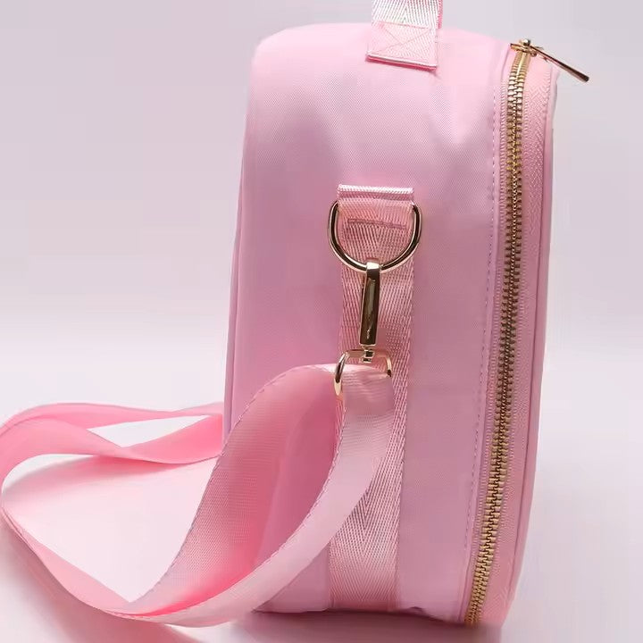 Kids’ Insulated Nylon Lunch Bag – Customizable with Patches & Fun Details ''Baby Pink''