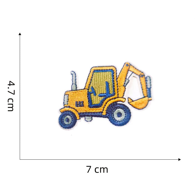 Iron On Construction Vehicle Embroidered Patch Set – Pack of 7 Excavator, Digger & Truck Designs for Kids’ Clothes, Bags & DIY Projects